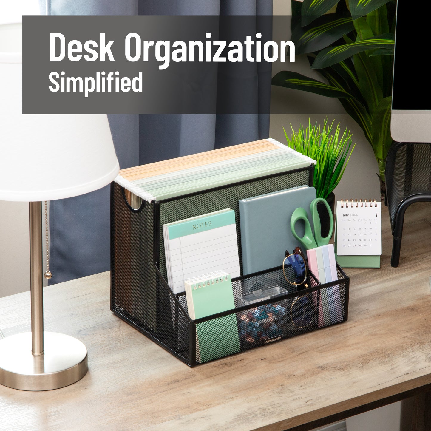 Mind Reader Desktop Organizer, Vertical File Storage, Letter Size, Office, Metal Mesh, 12.15"L x 9.5"W x 9.5"H, Black
