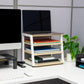 Mind Reader 4-Tier Desk Organizer, File Storage, Documents, Office, Metal, MDF, 14.5"L x 10.5"W x 12"H, White