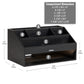 Mind Reader Desk Organizer, File Storage, Accessory Holder, Cord Management, Office, Wood, 16.25"L x 9.5"W x 8.5"H, Black