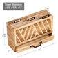 Mind Reader Natural Wood Desktop Mail Organizer with Drawer, 3-Tier Letter Holder with Label Slots, Office Desk Paper Sorter, Brown