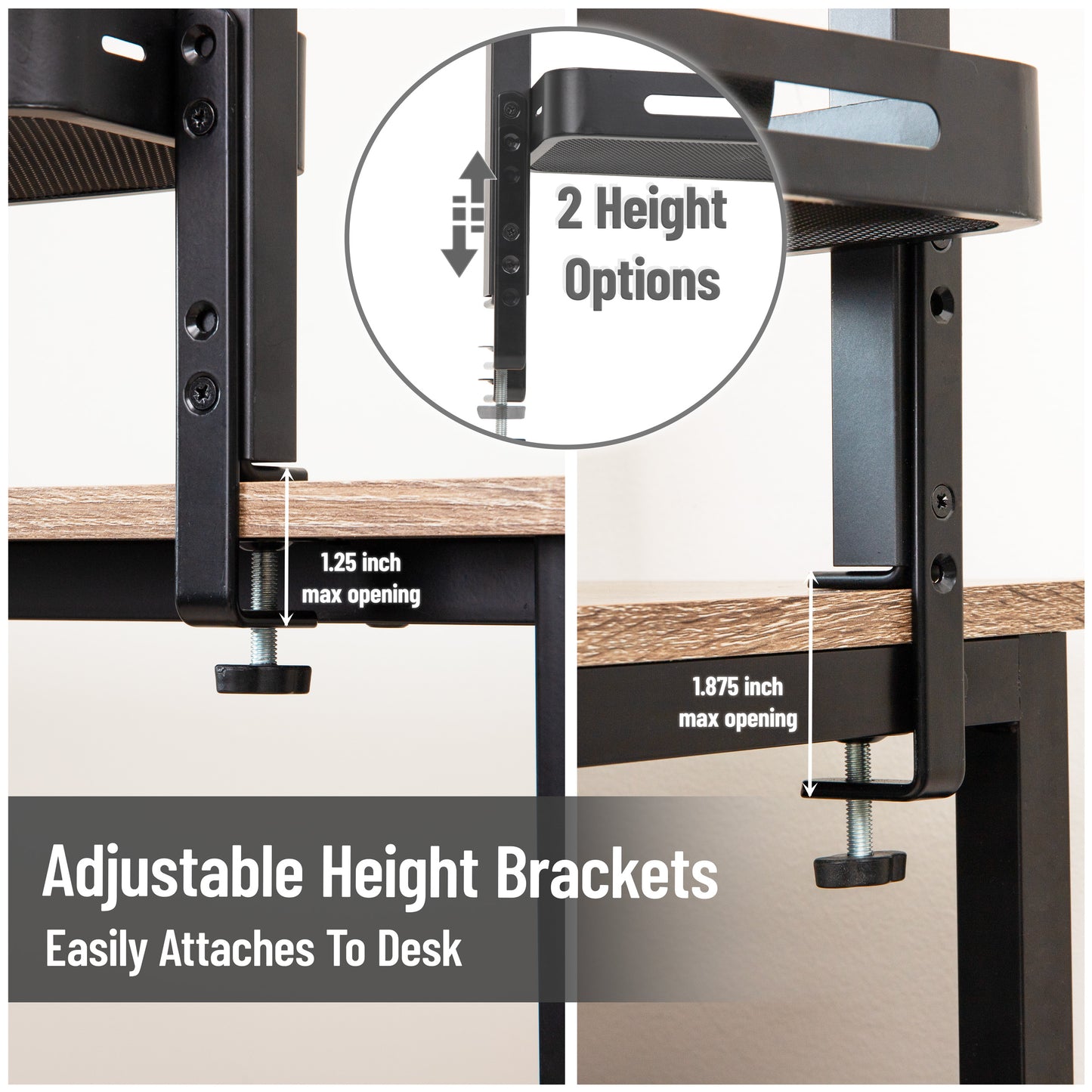 Mind Reader 2-Tier Desk Organizer with Clamp, Accessory Shelf for Office or Gaming, Office, Metal, Black