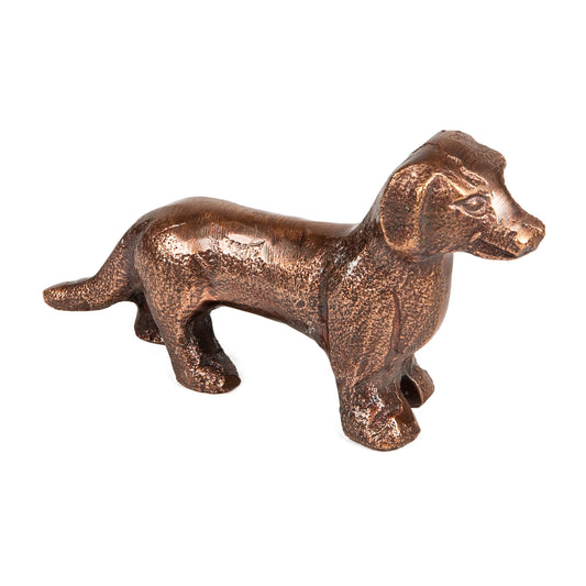 Mind Reader Dachshund Figurine, Desk or Bookshelf Home Decor, Cast Aluminum, Antique Brass Finish