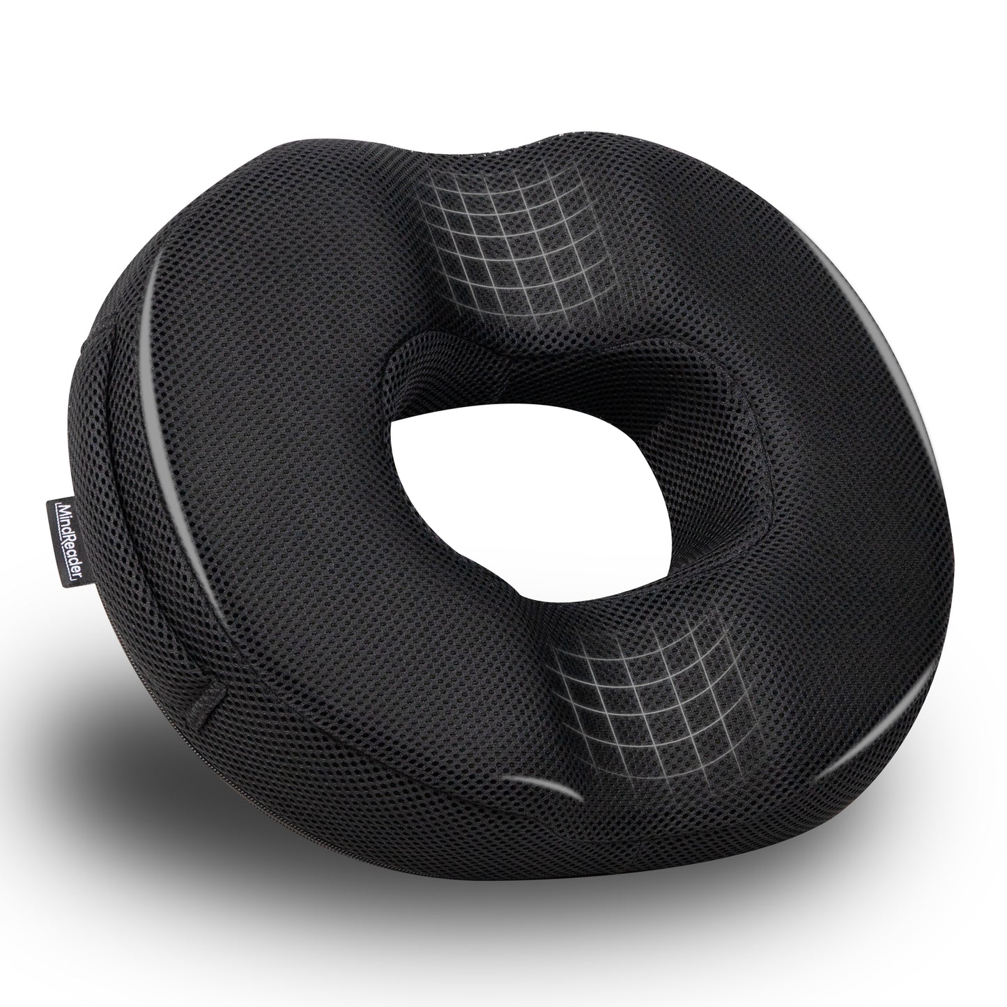 Mind Reader Donut Pillow Seat Cushion with Air-Cloud Technology, Tailbone, Hemorrhoid, Pregnancy Relief, Black