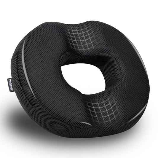 Mind Reader Donut Pillow Seat Cushion with Air-Cloud Technology, Tailbone, Hemorrhoid, Pregnancy Relief, Black