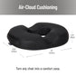 Mind Reader Donut Pillow Seat Cushion with Air-Cloud Technology, Tailbone, Hemorrhoid, Pregnancy Relief, Black