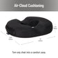 Mind Reader Air-Cloud Gel Donut Pillow, Ergonomic Memory Foam Seat Cushion with Cooling Core, Tailbone, Hemorrhoid, Pregnancy Relief, Black