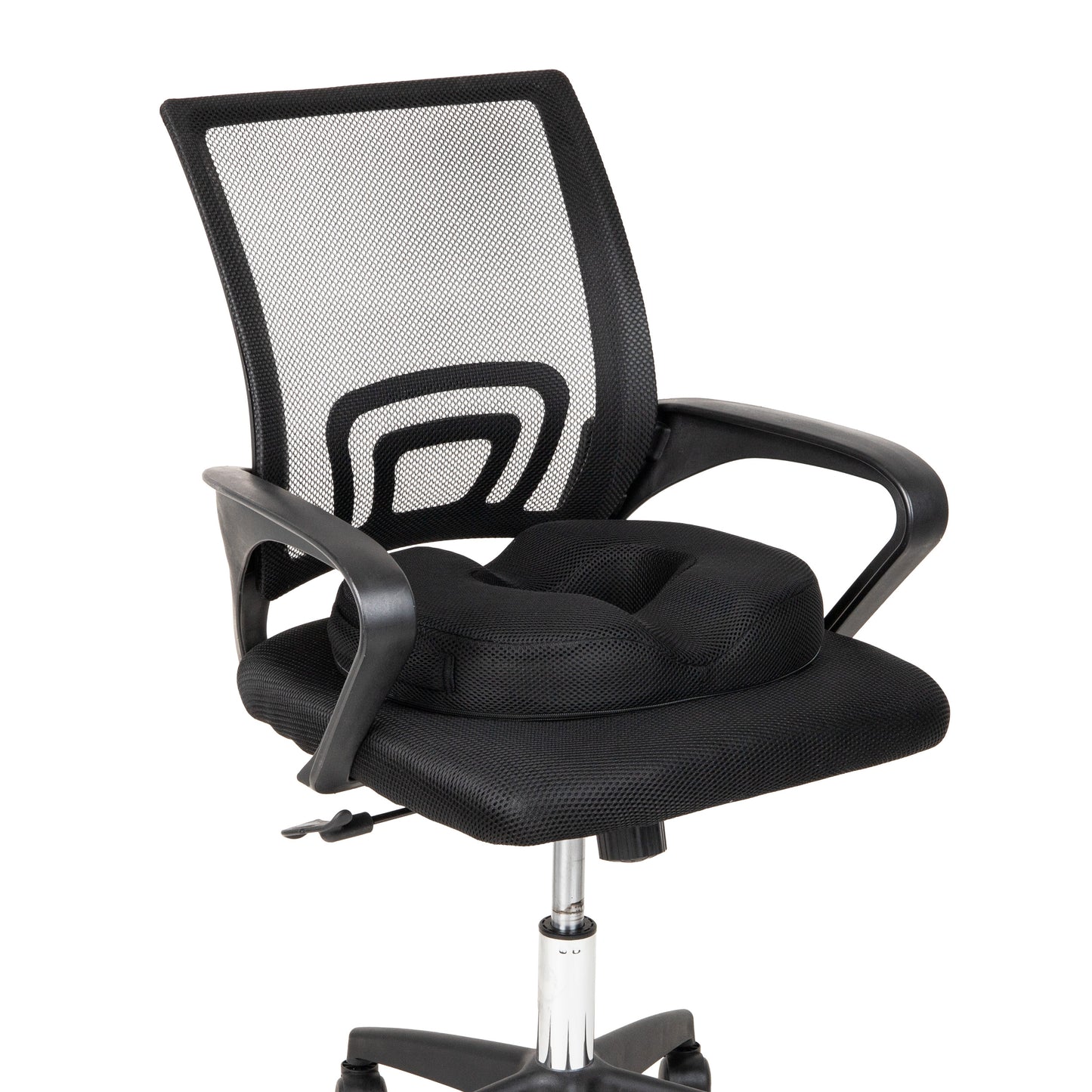 Mind Reader Air-Cloud Gel Donut Pillow, Ergonomic Memory Foam Seat Cushion with Cooling Core, Tailbone, Hemorrhoid, Pregnancy Relief, Black