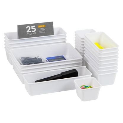 Mind Reader 25-Piece Drawer Organizer Set, Storage Trays for Kitchen, Bathroom, Office, Makeup, Jewelry & More, Junk Drawer Tray, Utensil Holder