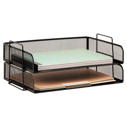 Mind Reader Stackable Paper Tray, Desktop Organizer, File Storage, Office, Metal Mesh, 14"L x 9.75"W x 11.25"H, 4 Pcs.