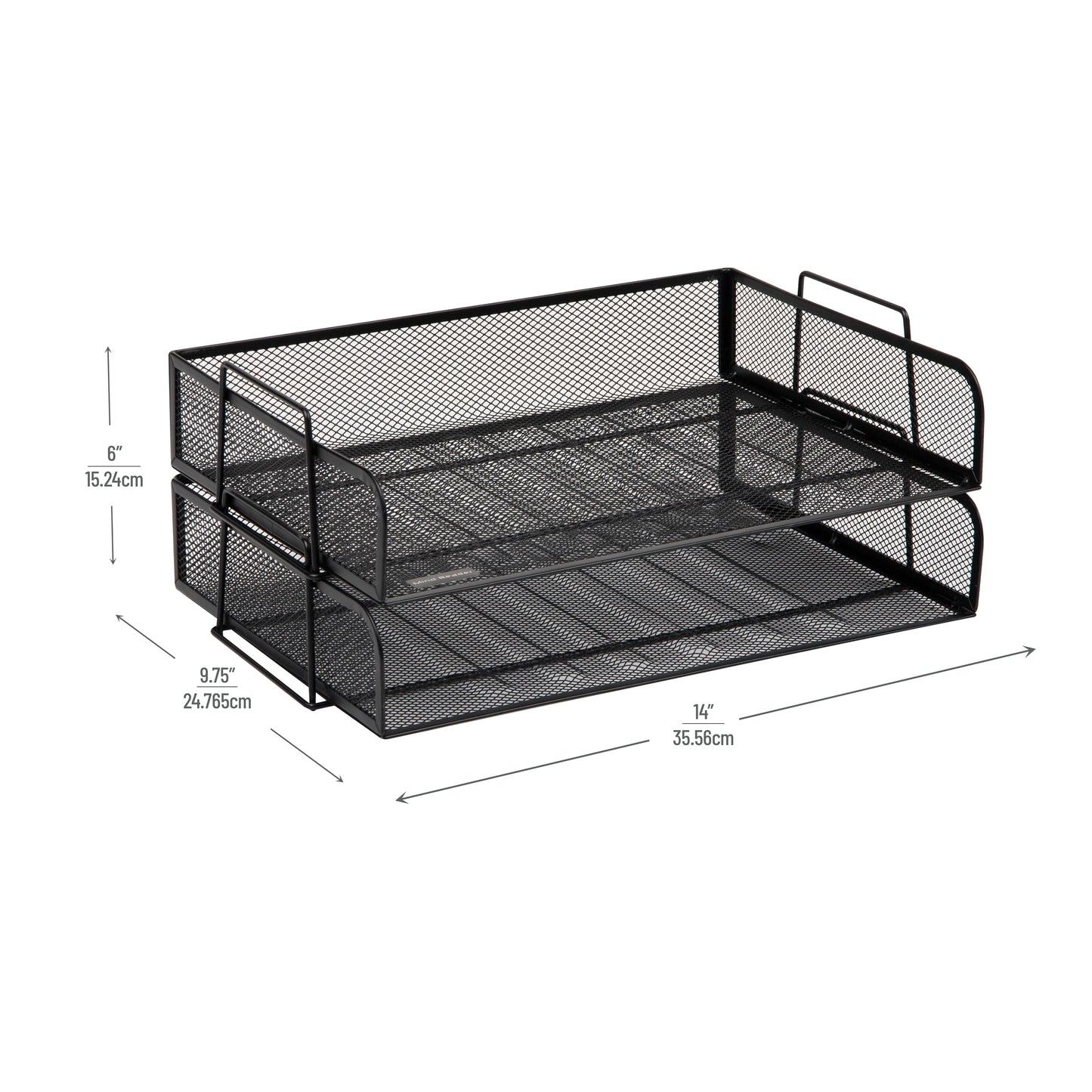 Mind Reader Stackable Paper Tray, Desktop Organizer, File Storage, Office, Metal Mesh, 14"L x 9.75"W x 6"H, 2 Pcs.