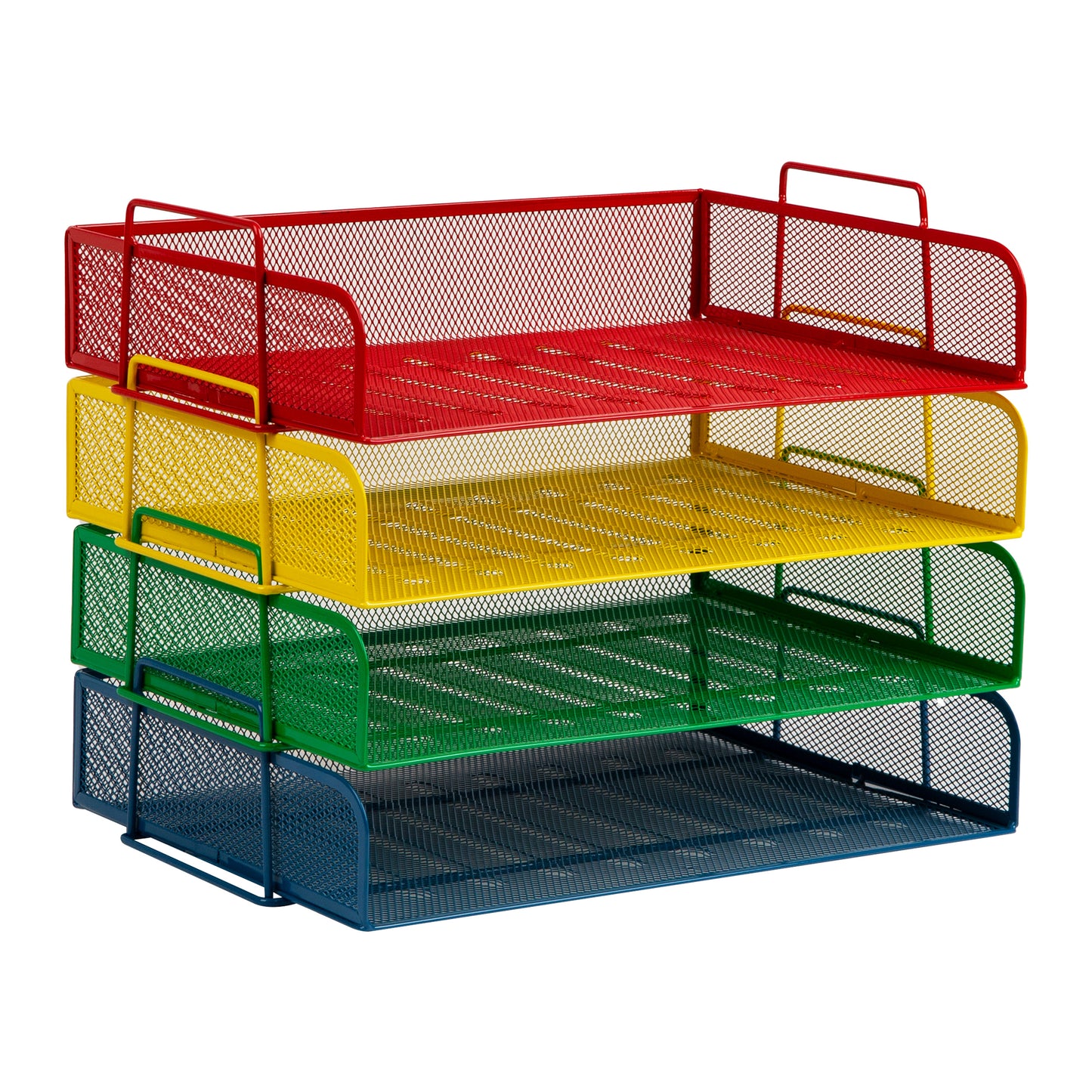 Mind Reader Stackable Paper Tray, Desktop Organizer, File Storage, Office, Metal Mesh, 13.25"L x 9.75"W x 11.25"H, 4 Pcs.