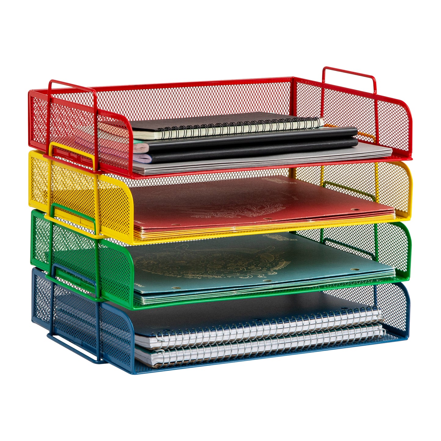 Mind Reader Stackable Paper Tray, Desktop Organizer, File Storage, Office, Metal Mesh, 13.25"L x 9.75"W x 11.25"H, 4 Pcs.