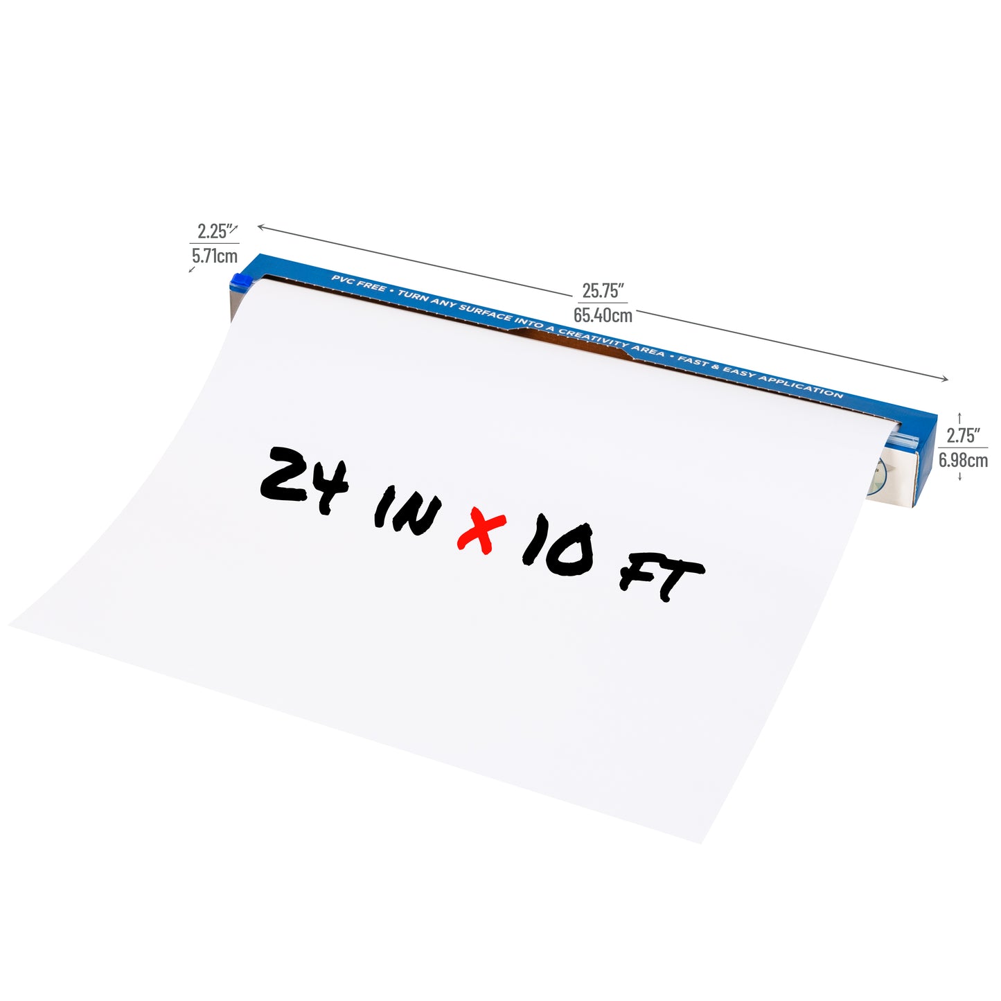 Mind Reader Adhesive Dry Erase Whiteboard Roll, 2 Dry Erase Markers, Planner, Office, 24 inches wide x 10 feet long, White