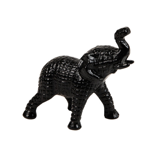 Mind Reader Lucky Wealth Elephant Figurine, Symbol of Fortune, Wealth, and Happiness, Decorative Sculpture, Cast Aluminum, Black