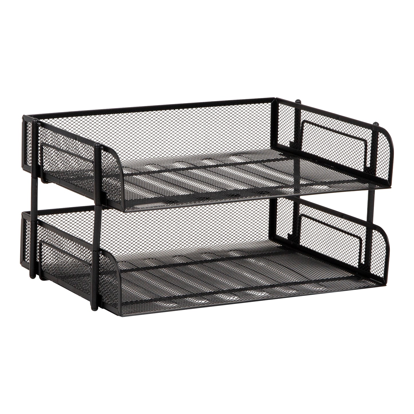 Mind Reader 2-Tier Stackable Paper Tray, Desktop Organizer for Letter-Size Documents, Office File Storage, Metal Mesh, Set of 2