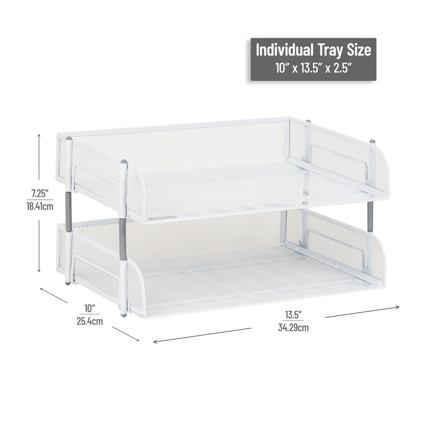 Mind Reader 2-Tier Stackable Paper Tray, Desktop Organizer for Letter-Size Documents, Office File Storage, Metal Mesh, Set of 2