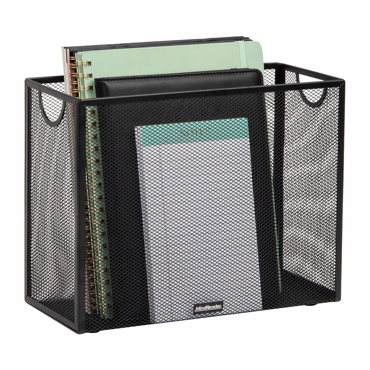 Mind Reader Vertical File Storage, Desktop Organizer, Hanging Files, Office, Metal Mesh, 12.25"L x 5.5"W x 10"H