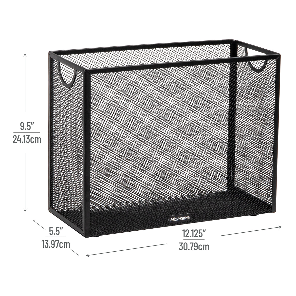 Mind Reader Vertical File Storage, Desktop Organizer, Hanging Files, Office, Metal Mesh, 12.25"L x 5.5"W x 10"H