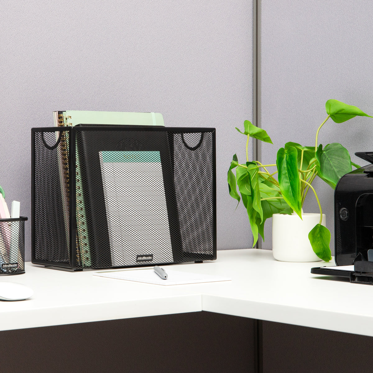 Mind Reader Vertical File Storage, Desktop Organizer, Hanging Files, Office, Metal Mesh, 12.25"L x 5.5"W x 10"H