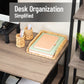 Mind Reader Rattan Paper Tray with Iron Frame, Desktop Organizer, Holds Letter Size Documents, Brown