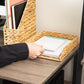 Mind Reader Rattan Paper Tray with Iron Frame, Desktop Organizer, Holds Letter Size Documents, Brown
