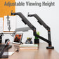 Mind Reader Dual Monitor Gas Spring Desk Mount, Counter-Balance Arm for 13"–32" Monitors, VESA 75x75 / 100x100, ±180° Rotation, ±65° Tilt, ±180° Swivel, 19.8 lb Capacity Each, Cable Management, Black