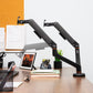 Mind Reader Dual Monitor Gas Spring Desk Mount, Counter-Balance Arm for 13"–32" Monitors, VESA 75x75 / 100x100, ±180° Rotation, ±65° Tilt, ±180° Swivel, 19.8 lb Capacity Each, Cable Management, Black