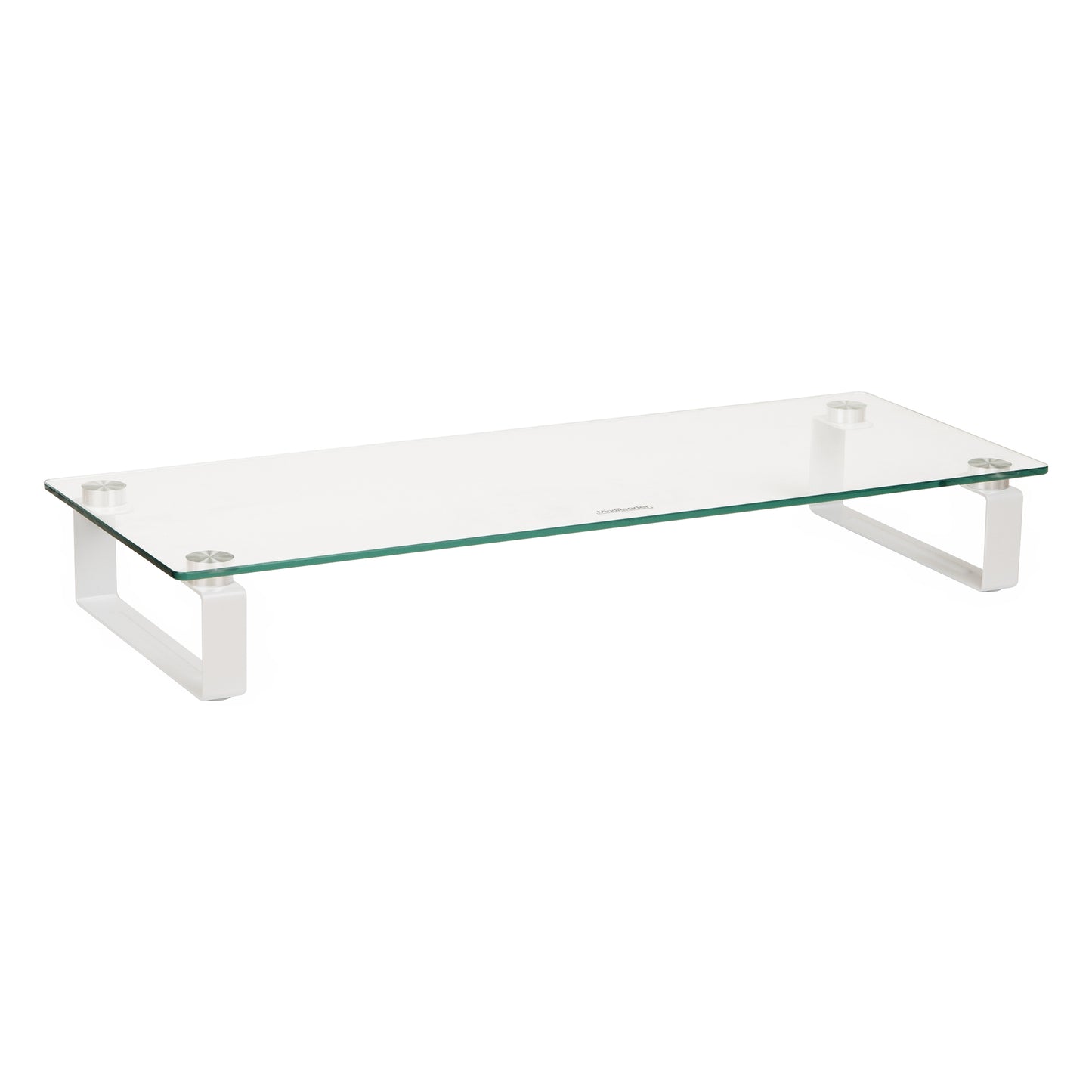 Mind Reader Monitor Stand, Contemporary, Desktop Organizer, Laptop Riser, Office, Glass, 22"L x 8.25"W x 3"H, Clear
