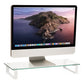 Mind Reader Monitor Stand, Contemporary, Desktop Organizer, Laptop Riser, Office, Glass, 22"L x 8.25"W x 3"H, Clear