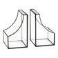 Mind Reader Terrarium Bookends, Decorative Book Holders with Storage, Modern Organizer for Desk or Shelf, Glass, Metal, Set of 2