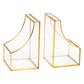 Mind Reader Terrarium Bookends, Decorative Book Holders with Storage, Modern Organizer for Desk or Shelf, Glass, Metal, Set of 2