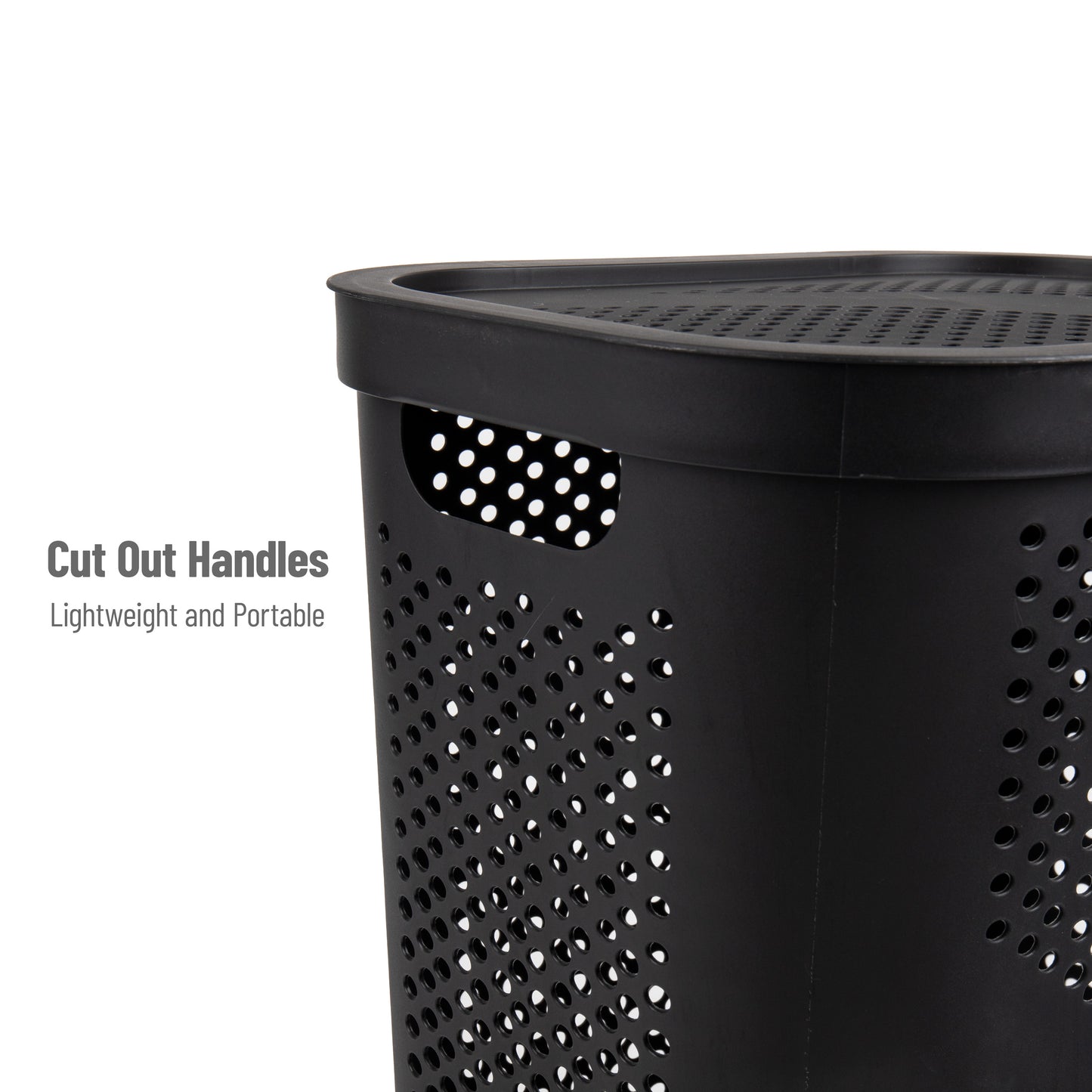 Mind Reader 60L Slim Laundry Hamper, Clothes Basket, Lid, Ventilated, Plastic, 17.25"L x 13.75"W x 23.5"H