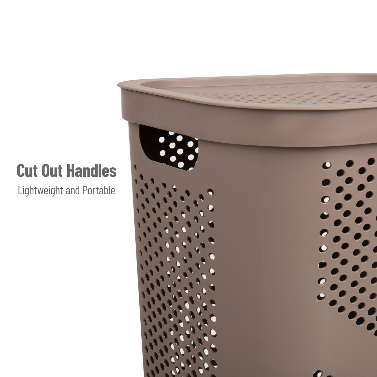 Mind Reader 60L Slim Laundry Hamper, Clothes Basket, Lid, Ventilated, Plastic, 17.25"L x 13.75"W x 23.5"H