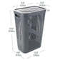 Mind Reader 60L Slim Laundry Hamper, Clothes Basket, Lid, Ventilated, Plastic, 17.25"L x 13.75"W x 23.5"H