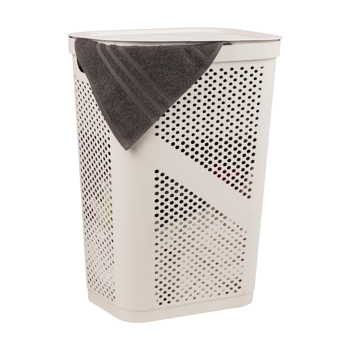 Mind Reader 60L Slim Laundry Hamper, Clothes Basket, Lid, Ventilated, Plastic, 17.25"L x 13.75"W x 23.5"H