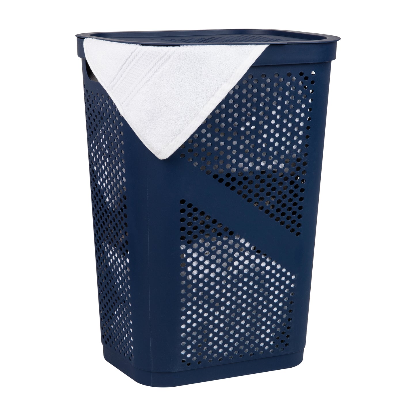 Mind Reader 60L Slim Laundry Hamper, Clothes Basket, Lid, Ventilated, Plastic, 17.25"L x 13.75"W x 23.5"H