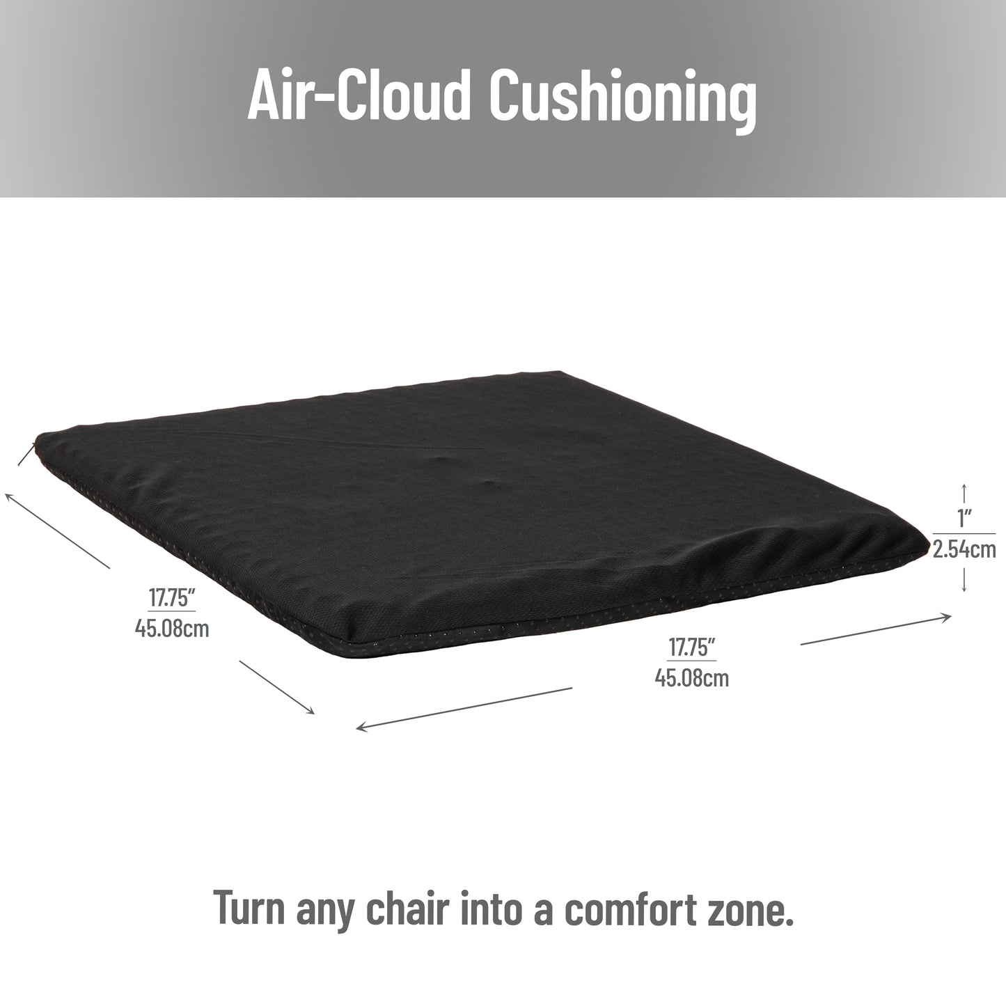 Mind Reader Seat Cushion with Gel Core, Ergonomic Pressure Relief for Tailbone, Hip, Coccyx & Sciatica Pain, Office, Car, Wheelchair, Black