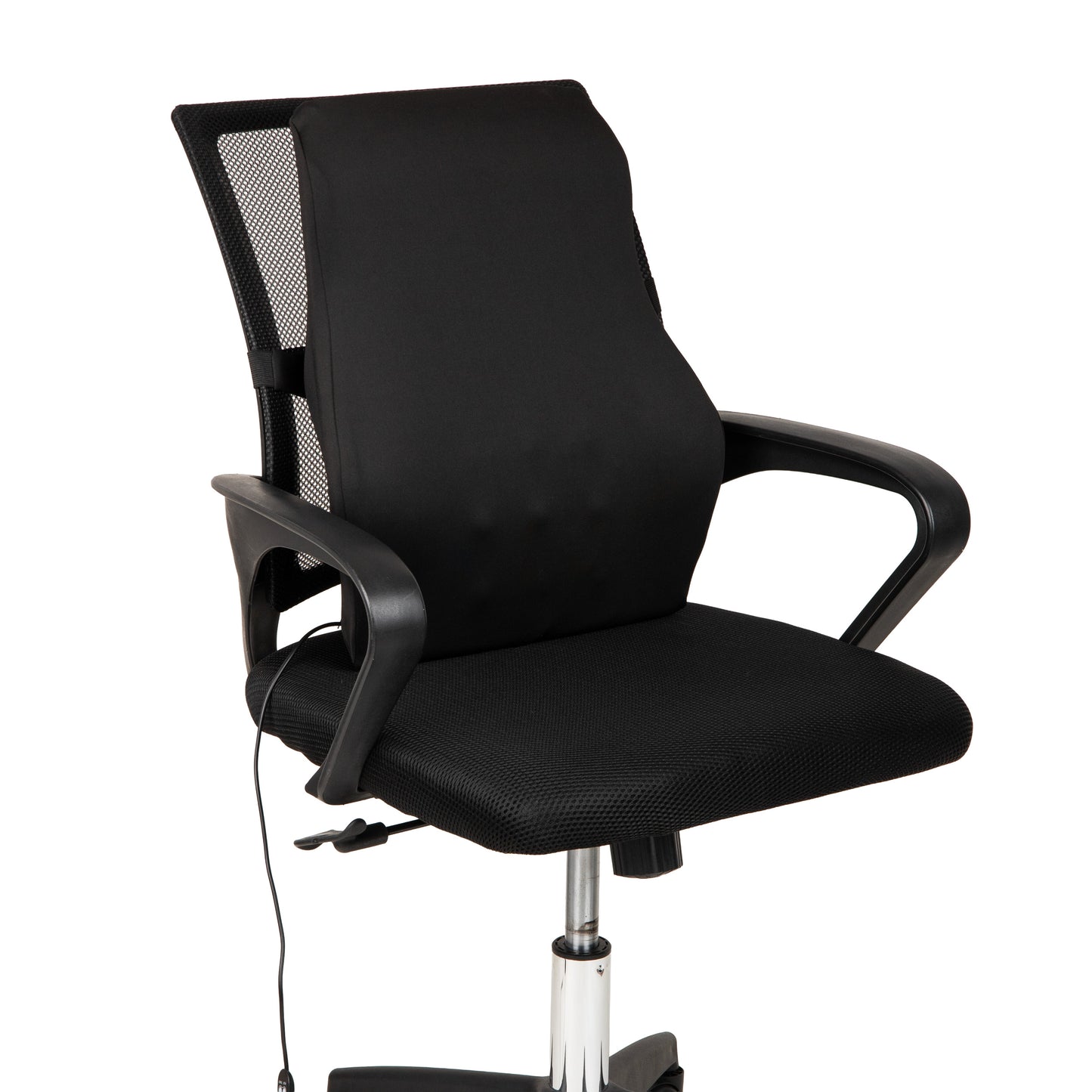 Mind Reader Heated Air-Cloud Lumbar Cushion, Ergonomic Memory Foam Back Support Pillow with Adjustable Heat Settings and Timer, Black