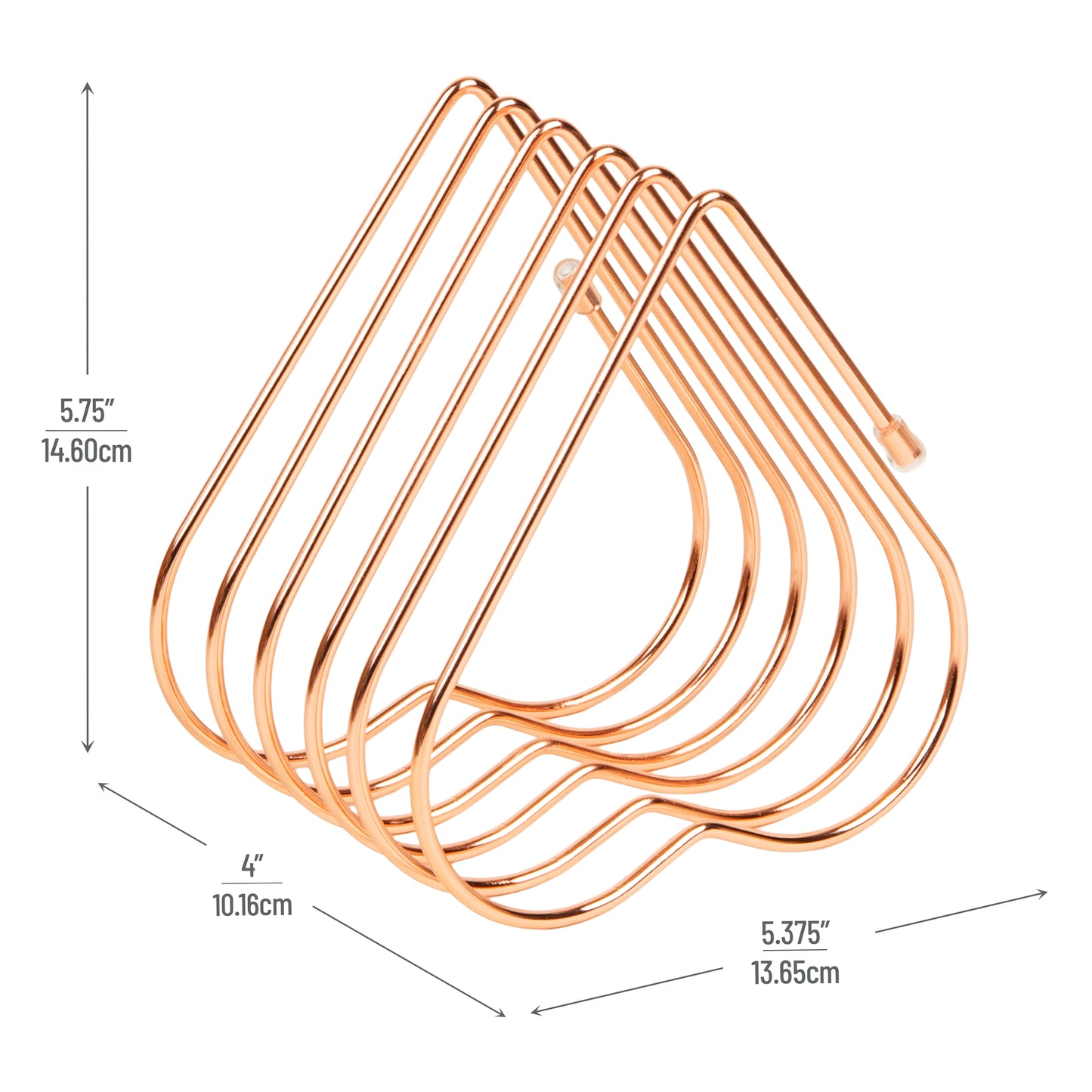 Mind Reader Heart-Shaped Desktop File Organizer, 5-Slot Metal Folder Rack, Magazine & Book Holder, Rose Gold