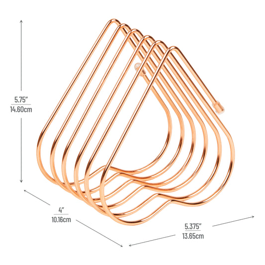 Mind Reader Heart-Shaped Desktop File Organizer, 5-Slot Metal Folder Rack, Magazine & Book Holder, Rose Gold