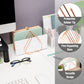 Mind Reader Heart-Shaped Desktop File Organizer, 5-Slot Metal Folder Rack, Magazine & Book Holder, Rose Gold