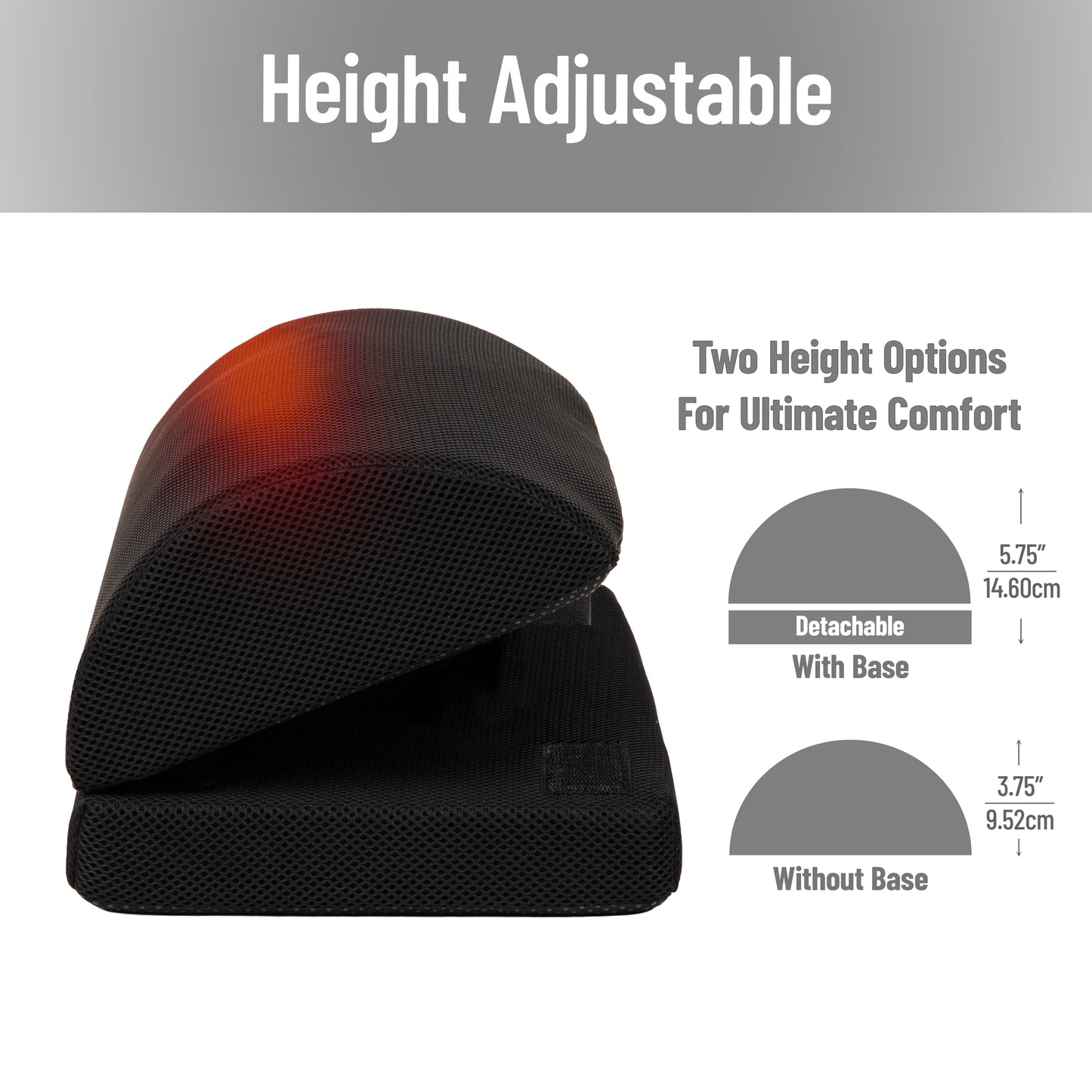 Mind Reader Heated Memory Foam Footrest, Under Desk Ergonomic Support with 4 Heat Settings, Timer & Auto Shut-Off, Adjustable Height, Black