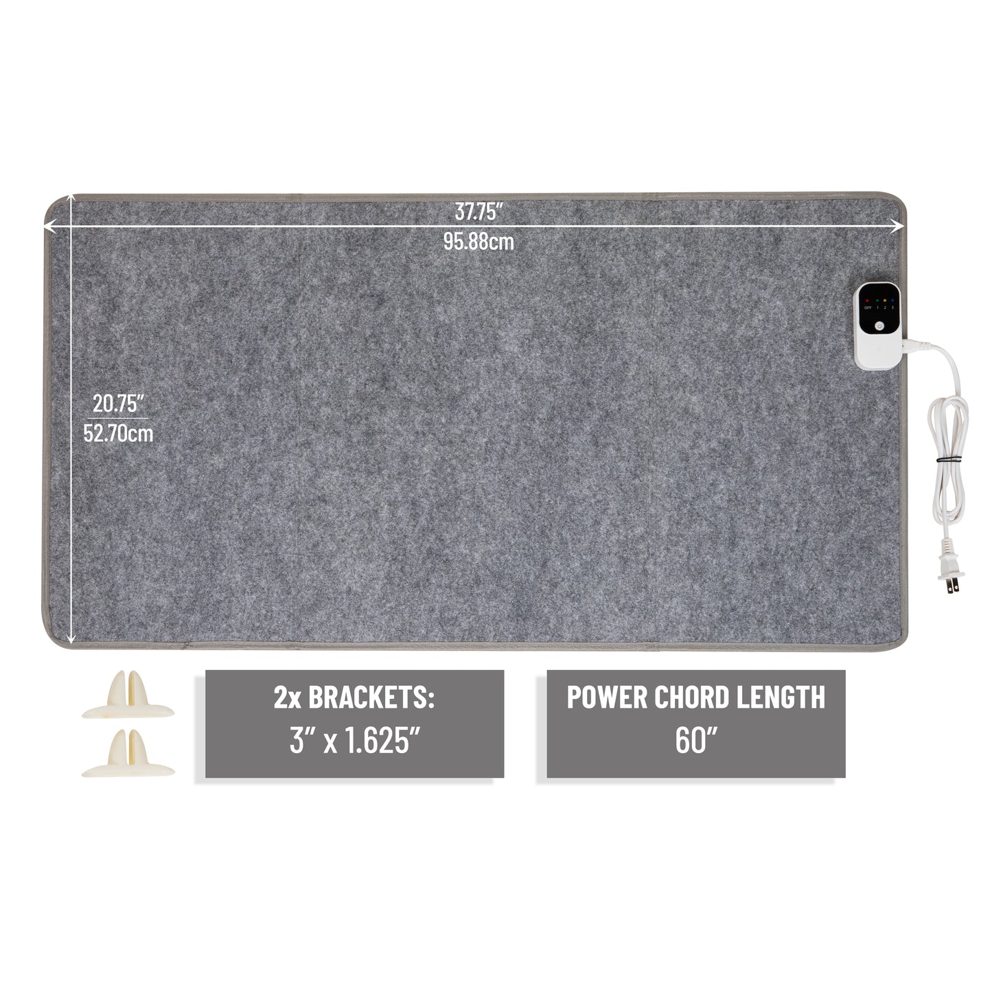 Mind Reader Under Desk Space Heater, Foldable Electric Foot Warmer Panel with Thermostat, Timer & Auto Shut Off, Portable Heater for Office or Home, Fabric, Gray