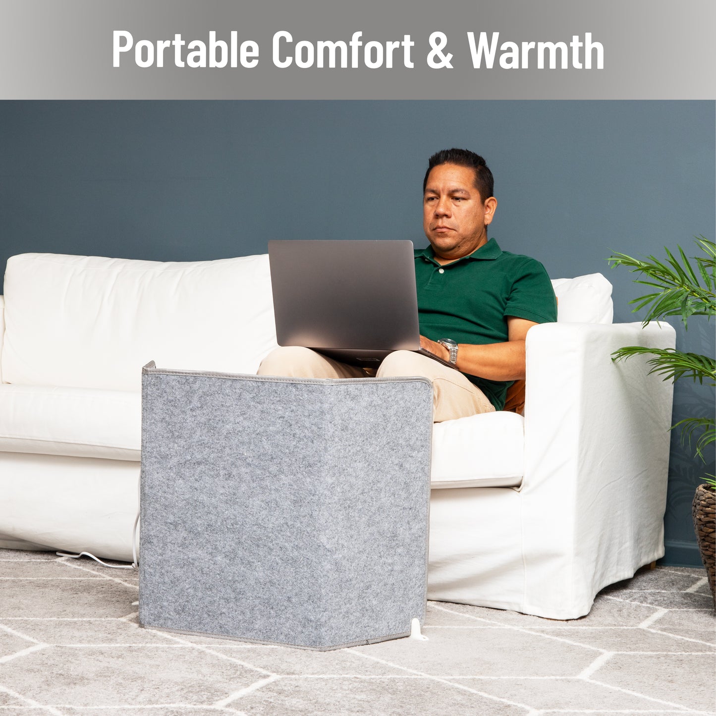 Mind Reader Under Desk Space Heater, Foldable Electric Foot Warmer Panel with Thermostat, Timer & Auto Shut Off, Portable Heater for Office or Home, Fabric, Gray