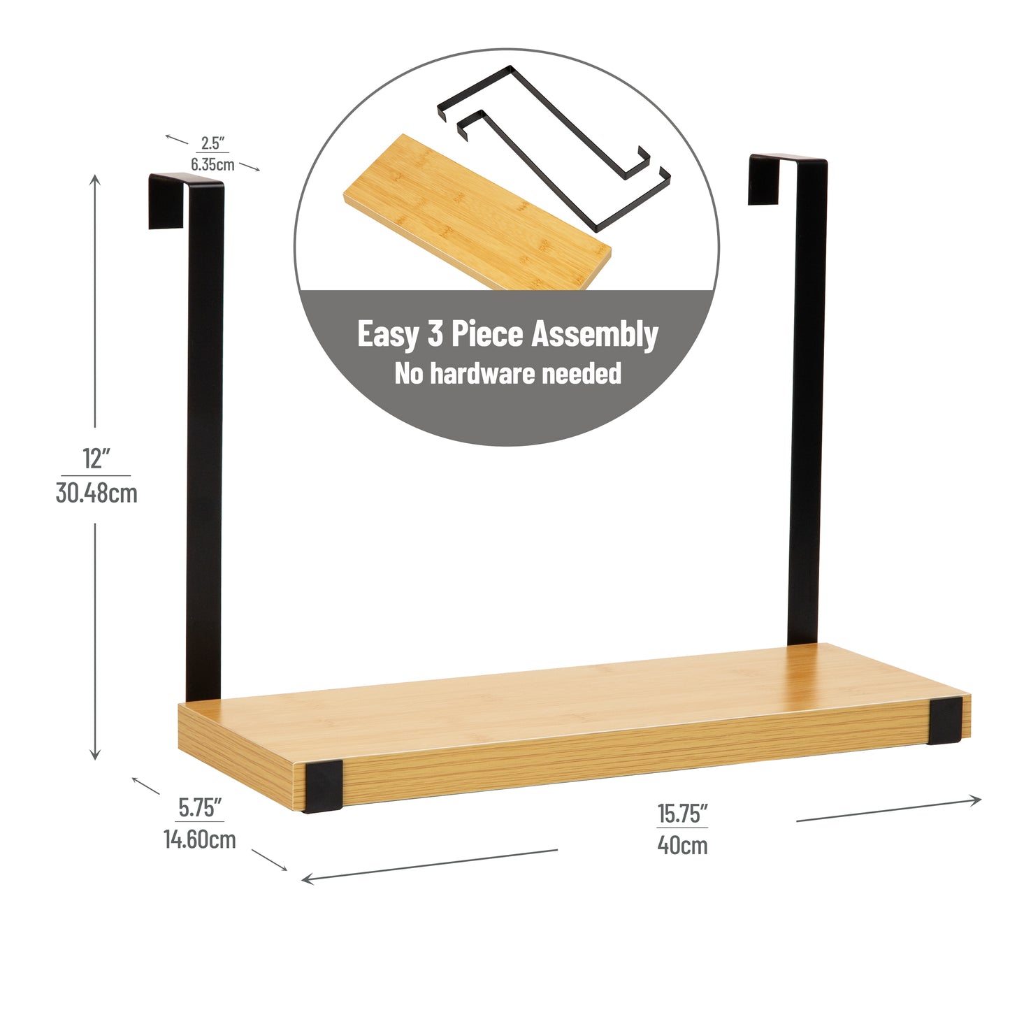 Mind Reader Hanging Cubicle Shelf Organizer, Cubicle Shelf for Office Supplies, Plants, and Decor, Easy to Install, MDF and Metal, 15.75"L x 5.75"W x 11.75"H, Brown