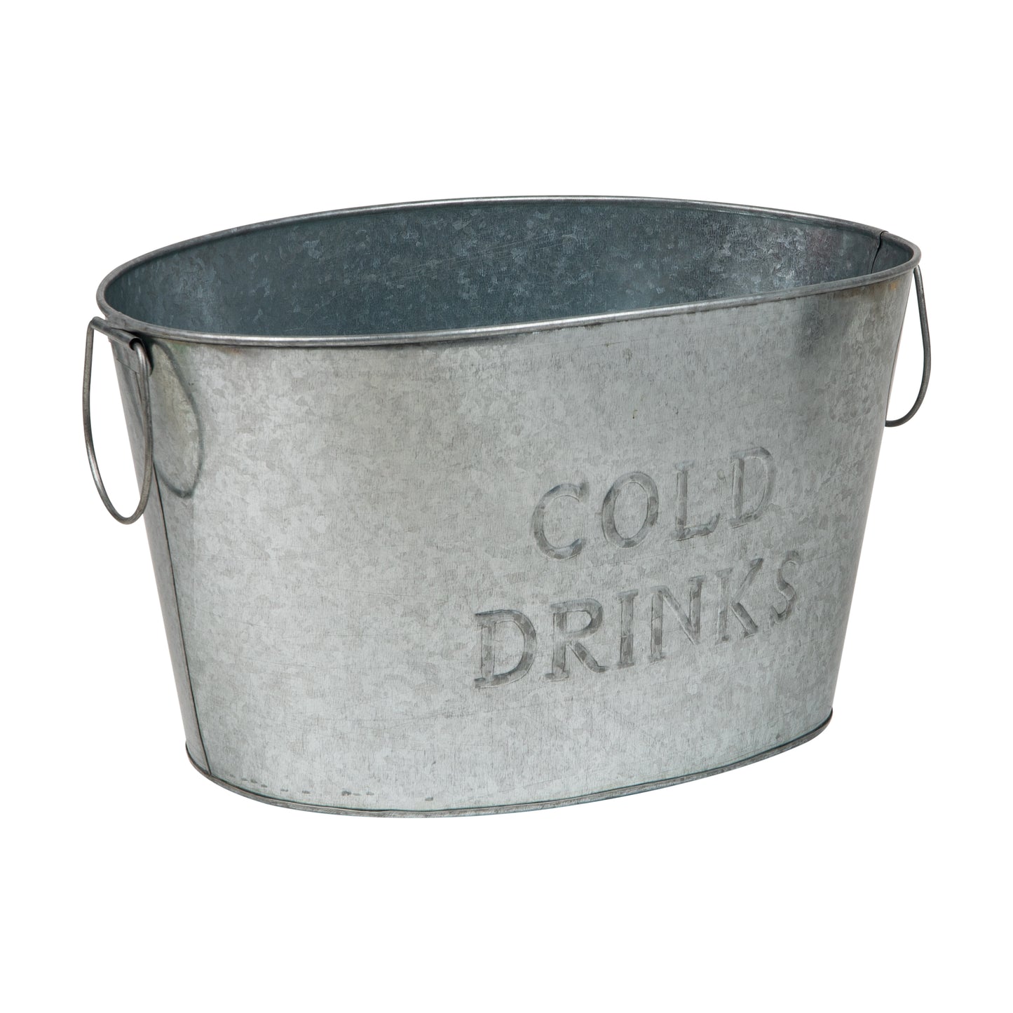 Mind Reader Cold Beverage Bucket with Handles, Party Basket, Entertaining, Portable, Small, Galvanized Metal, 17.25"L x 11"W x 9.5"H, Silver