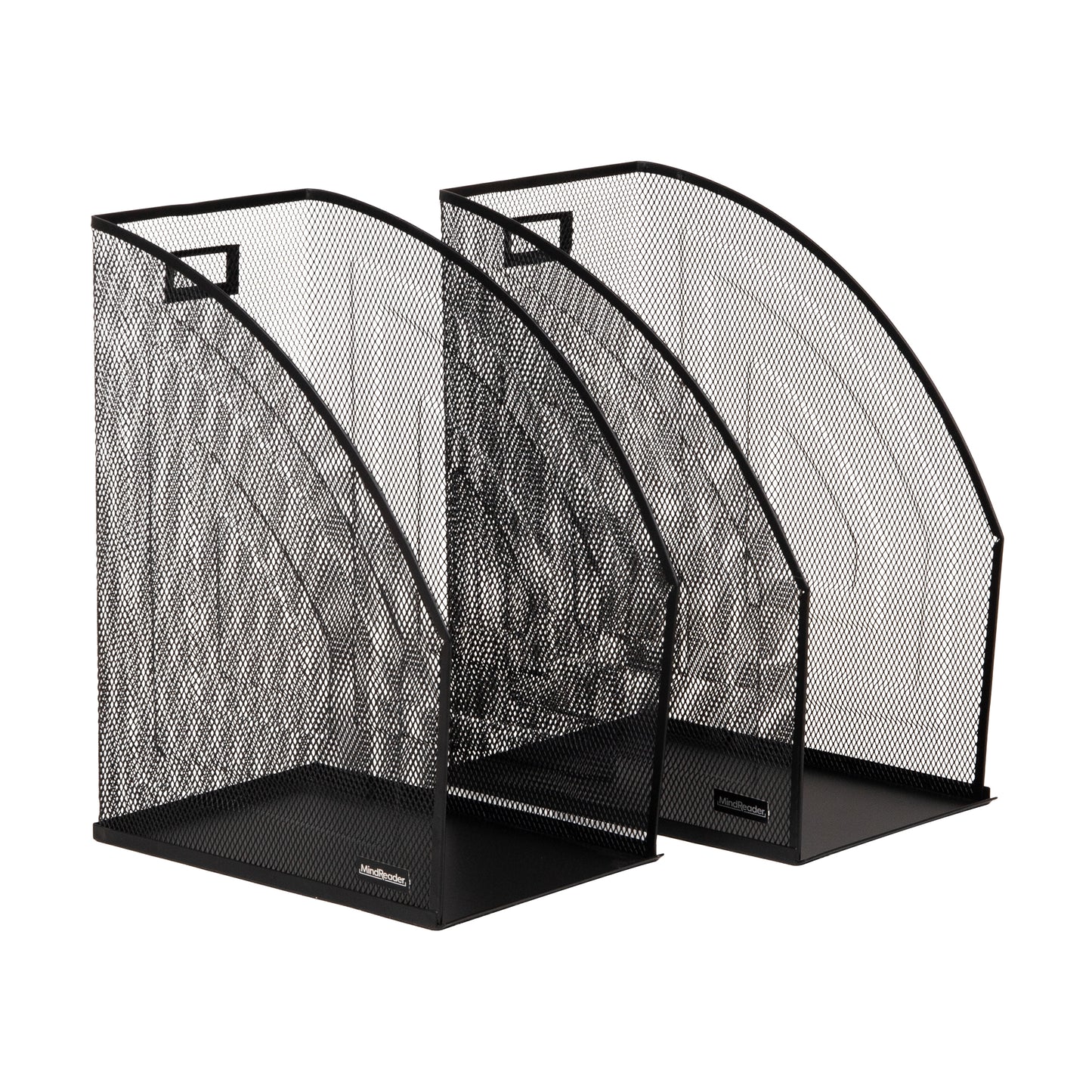 Mind Reader Vertical File Storage, Desktop Organizer, Workspace, Office, Metal Mesh, 6.25"L x 10"W x 12.5"H, Set of 2, Black