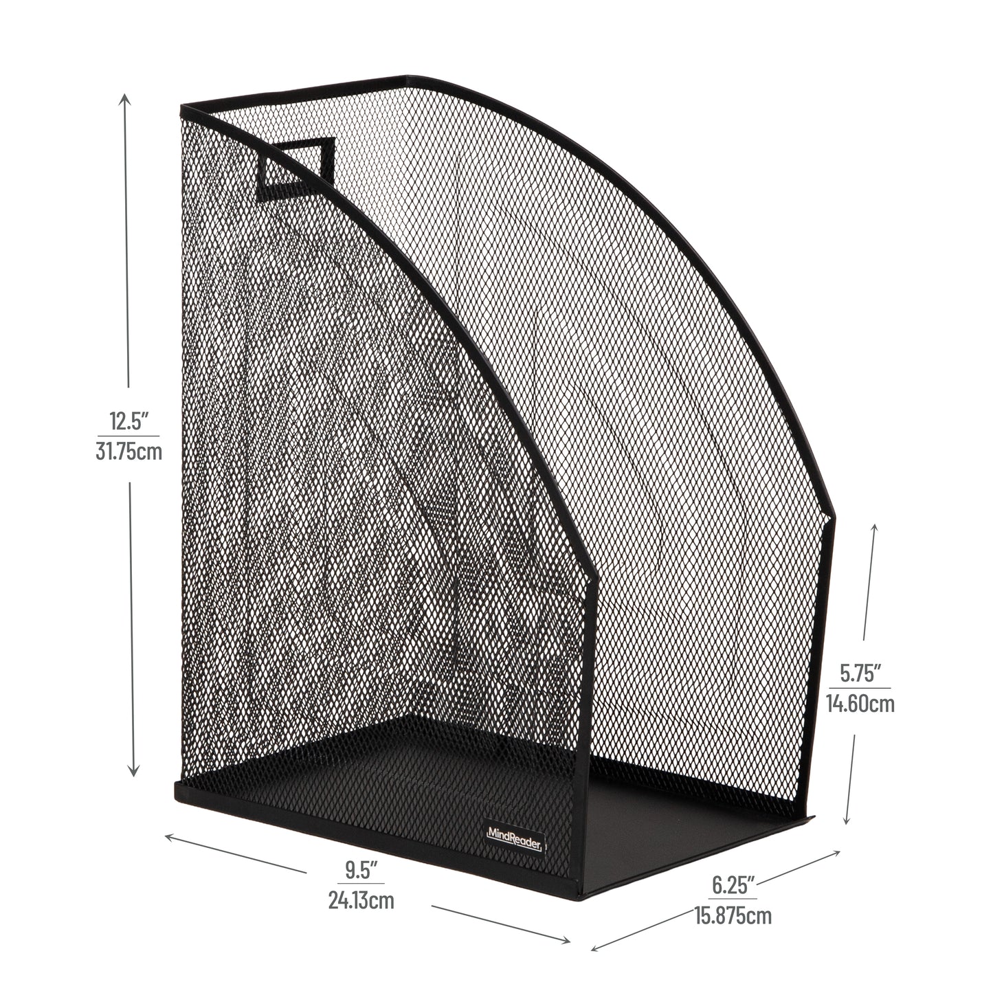 Mind Reader Vertical File Storage, Desktop Organizer, Workspace, Office, Metal Mesh, 6.25"L x 10"W x 12.5"H, Set of 2, Black