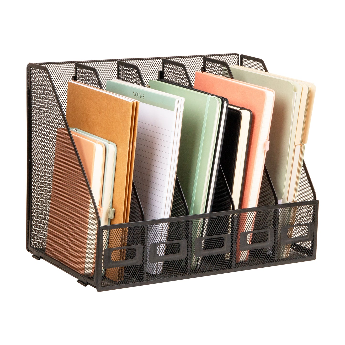 Mind Reader 5-Compartment Vertical File Organizer, Desktop Paper Sorter, Office, Metal Mesh, Black