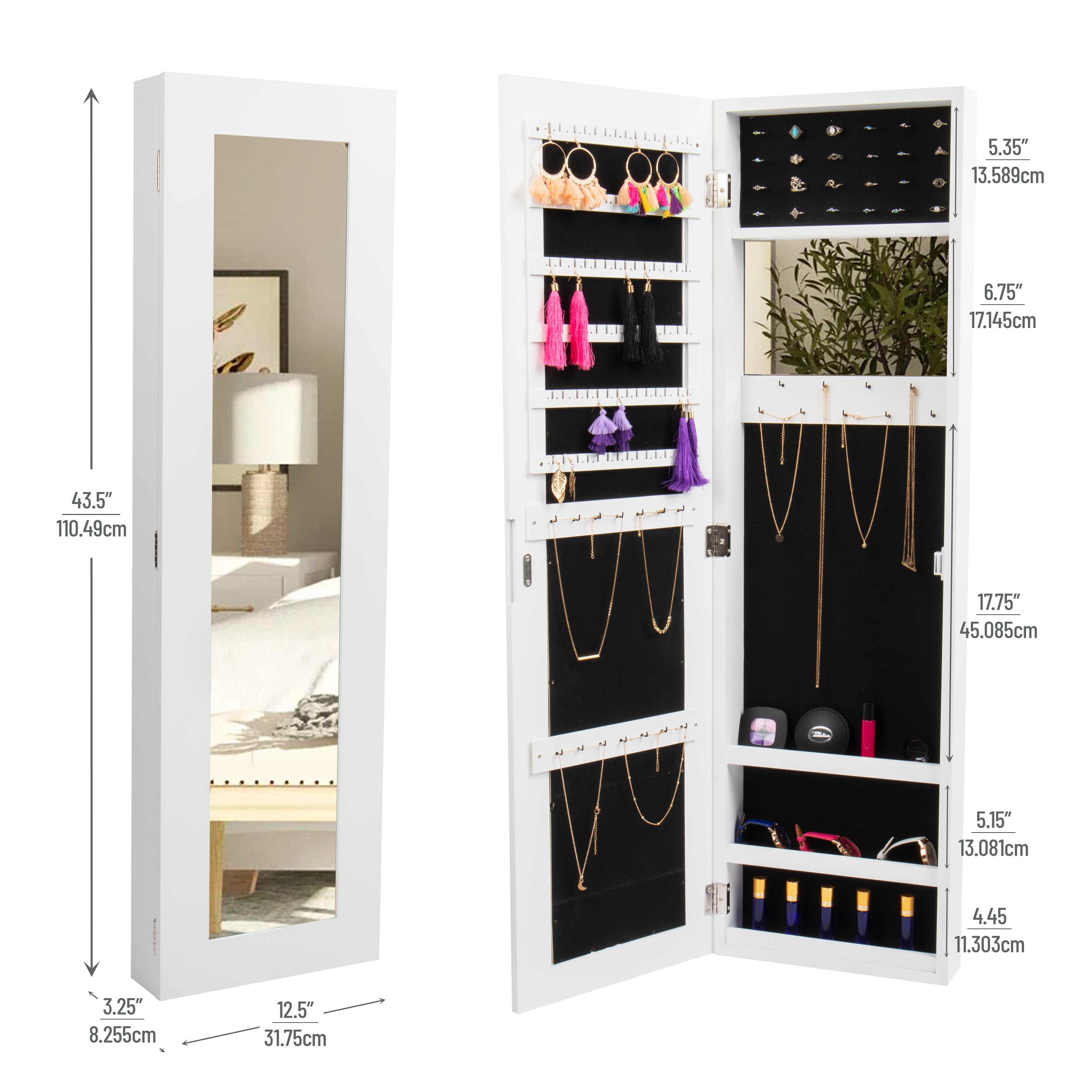 Mind reader store jewelry cabinet mirror